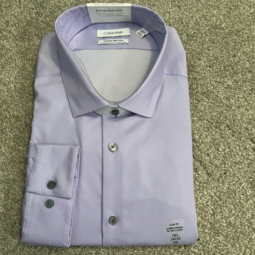 NWT Mens 2XL Calvin Klein Light Purple Button Down Shirt